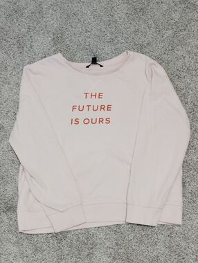Banana Republic Light Pink Crewneck Sweatshirt with Orange Graphic